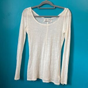 Free People Creme Sheer Long Sleeve Shirt Size Large